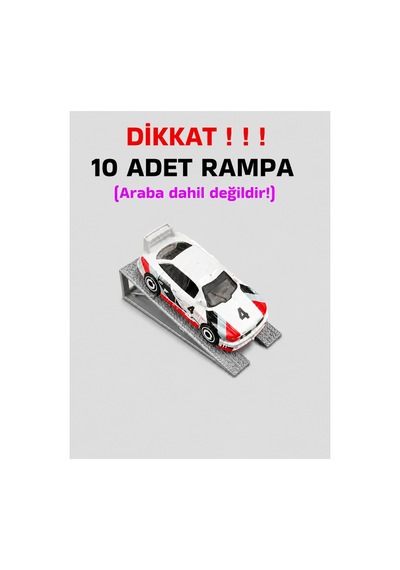 1:64 Ölçek Araba Rampası - Gri - Lastik İzli - 10 Adet