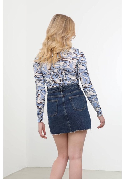 Pencere Detaylı Jakarlı Crop Top 001