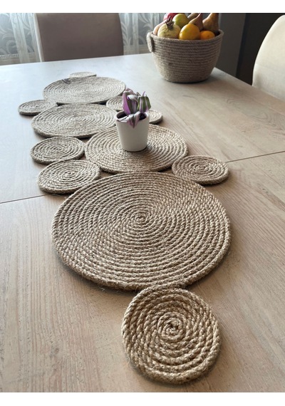 100 x 30 CM Hasır Jüt Salon Mutfak Nişan Düğün Dekoratif Masa Örtüsü / Runner / Amerikan Servis