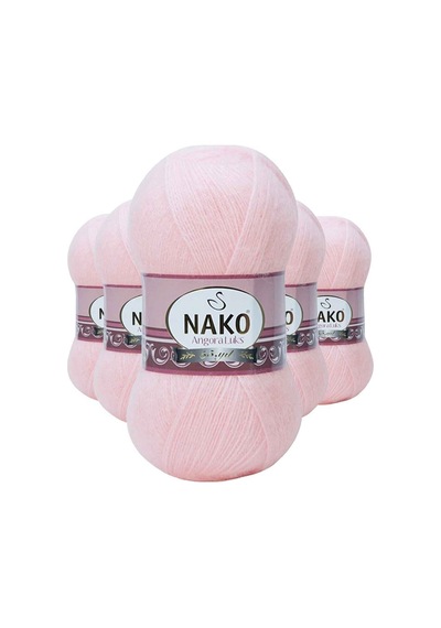 5 Adet Angora Lüks El Örgü İpi Pembe 11502 Çok Renkli