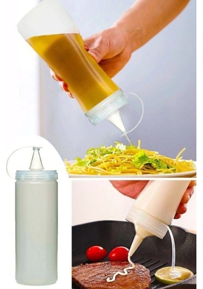 Yağdanlık 400 Ml Kapaklı Sızdırmaz Yağlık Sosluk Şişesi Plastik Şeffaf 12 Izgara