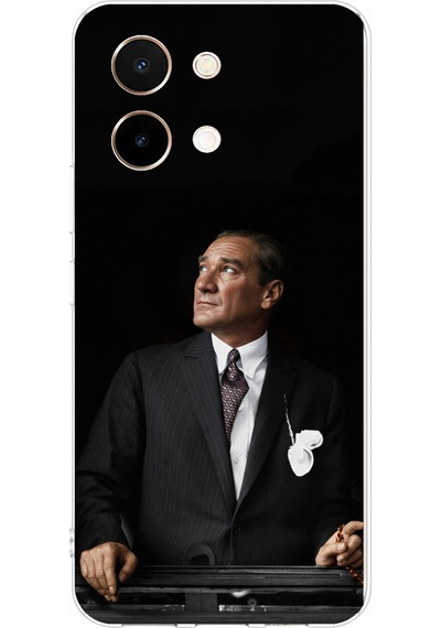 Vivo Y28 Uyumlu Ufka Bakan Lider Atatürk Baskılı Silikon Kılıf Renkli