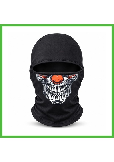 Vaveni Unisex Şık Palyaço Desenli Balaklava Kışlık Tam Yüz Maske Termal Nefes Alan Esnek Kask Altı Boyunluk Arz Siyah