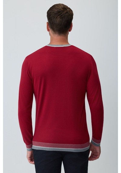 Morven Erkek Bordo Modal Bisiklet Yaka Triko Kazak 27kc017004750 Bordo