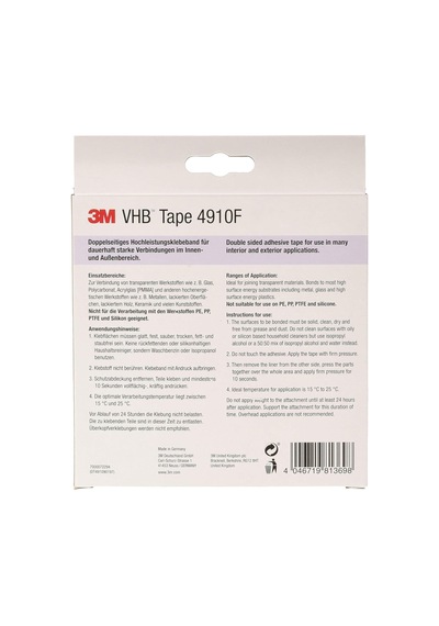 3m 4910f Montaj Yapışkan Bant Çift Taraflı - Neredeyse Görünmez Yapışkan Tabakalı Şeffaf Malzem