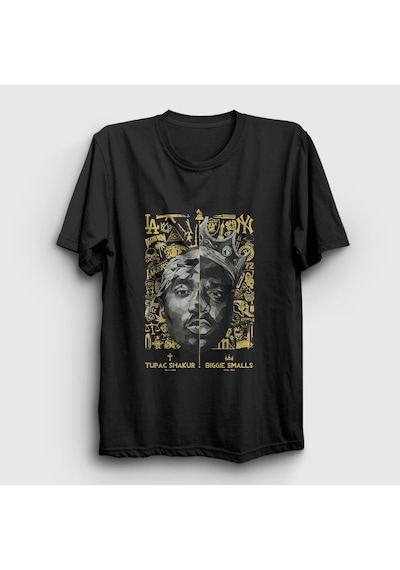 Presmono Unisex Biggie Smalls Tupac Shakur T-shirt Siyah