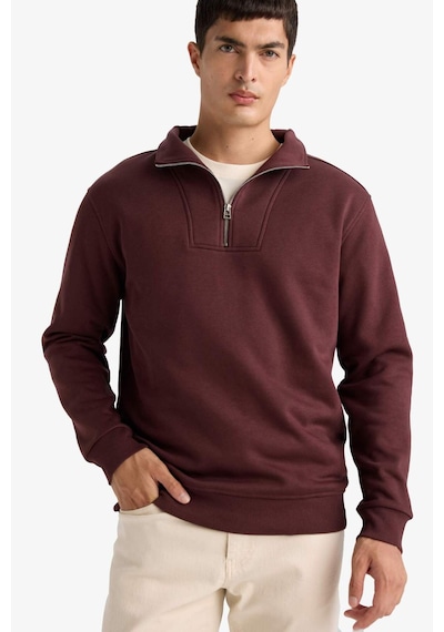 Defacto Regular Fit Yarım Balıkçı Yaka Fermuarlı Kalın Sweatshirt F4136ax25aubr230 Bordo