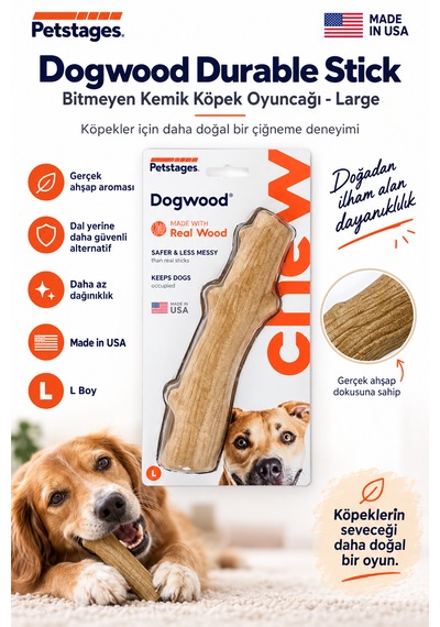 Petstages Durable Stick Large Papaya Ağacından Bitmeyen Köpek Kemiği