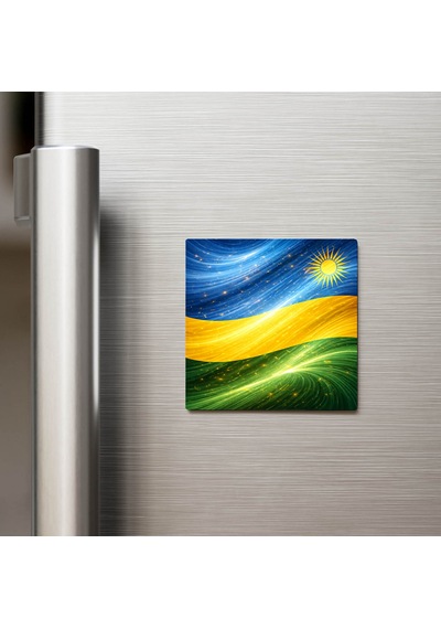 Ruanda Rwanda Abstract Ülke Bayraklı Buzdolap Magneti - 9x9 Cm