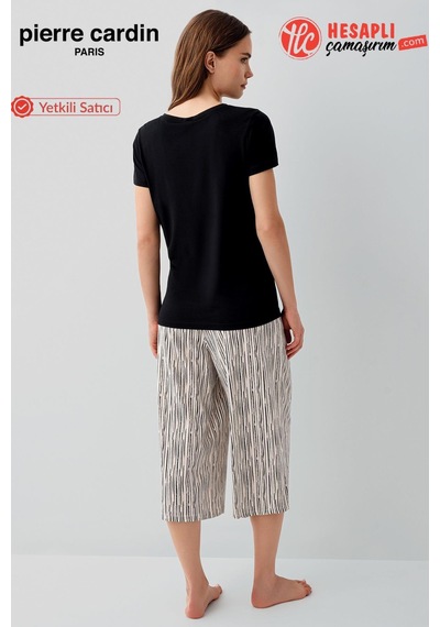 Pierre Cardin Paris Premium Kadın Modal Pamuklu Rahat Kesim Kısa Kollu Kapri Pijama Takım Siyah Pierre Cardin Paris Premium Kadın Modal Pamuklu Rahat Kesim Kısa Kollu Kapri Pijama Takım Siyah