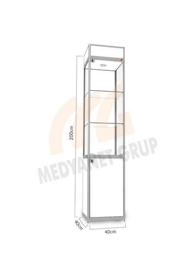 Camlı Vitrin - Camlı Dolap - Camlı Koleksiyon Vitrini 200X40X40 (528843611) Gri