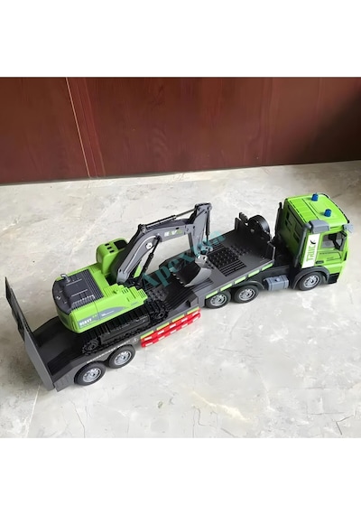 2.4ghz Uzaktan Kumandalı 1:12 Ölçek Işıklı Ve Sesli Sarjlı Kepçe Taşıyan Tır Oyuncak 3.7v Yeşil