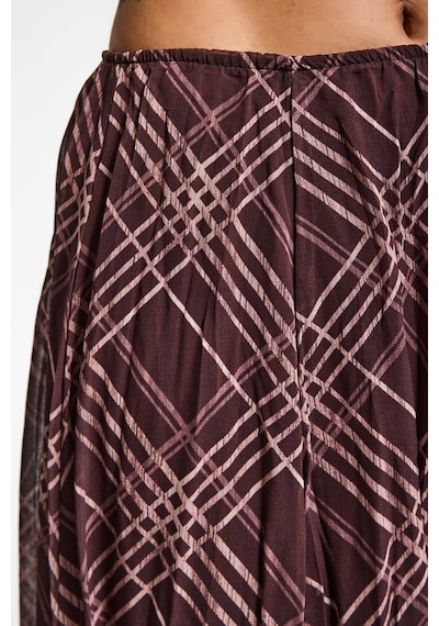 it's basic Kadın Kahve Ekose S6-6 Maxi Boy Saten Kumaş Etek
