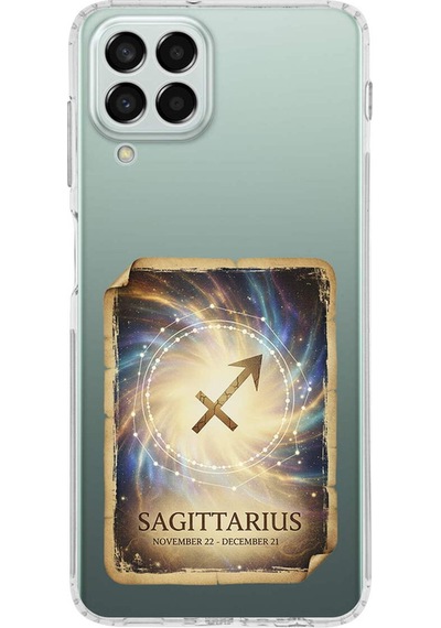 Samsung Galaxy M33 İle Uyumlu Burç Kartları Yay Tasarımlı Şeffaf Silikon Kılıf Şeffaf
