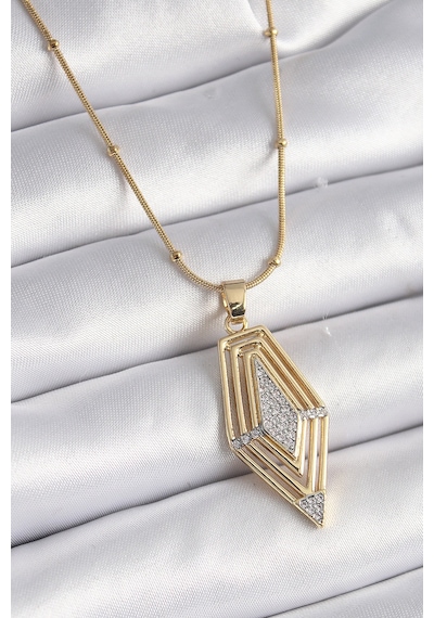 316l Çelik Gold Renk Zirkon Taşlı Vintage Model Kadın Kolye 5886 Altın