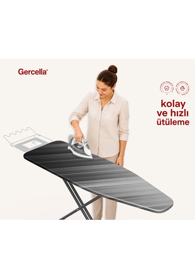 Hediyeli Gercella Nova Gri Ütü Masası Kılıfı Bezi Örtüsü