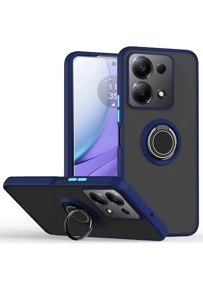 Mey İthalat Redmi Note 13 Pro 4g Montreal Yüzüklü Silikon Kapak - Lacivert Çok Renkli