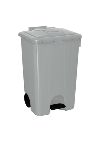 Omnipazar Sy-4265 Gri 85 Lt Köşeli Pedallı Tekerlekli Çöp Kovası Gri