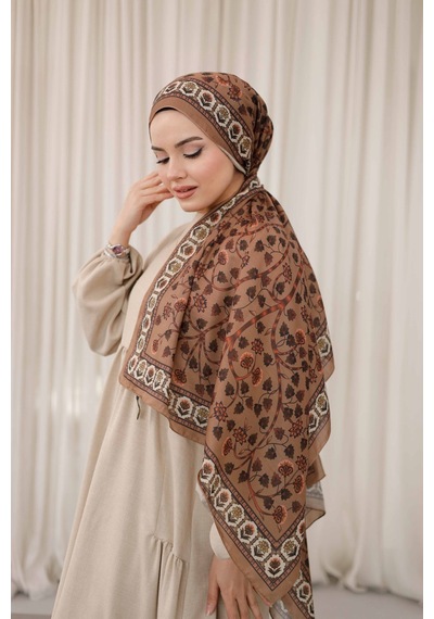 Mimiyum Alya Desen Soft Şal Karamel