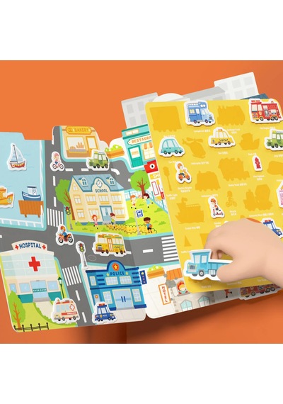 Mideer Yeniden Kullanılabilir Jel Çıkartma Seti - Hareketli Trafik
