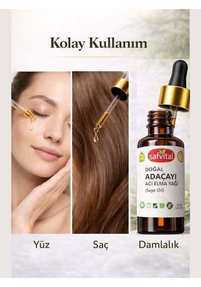 Safvital Adaçayı / Acı Elma Yağı 20 Ml Bitkisel Bakım Yağı Saç Ve Cilt Bakımına Uygun Yoğun Antiseptik İçerik
