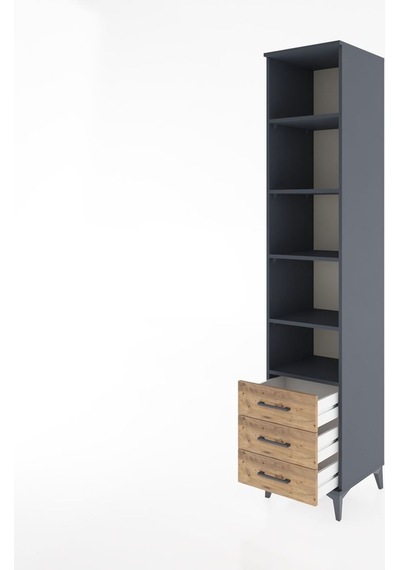 Hyperion Dolap 5 Raflı 3 Çekmeceli 44x44x221 Antrasit-çam Antrasit