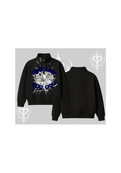 Tarzsokak Beyaz Yarım Fermuarlı Sweatshirt Sp55der Siyah