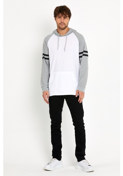 Kapşonlu Kol Baskılı Unisex Sweatshirt