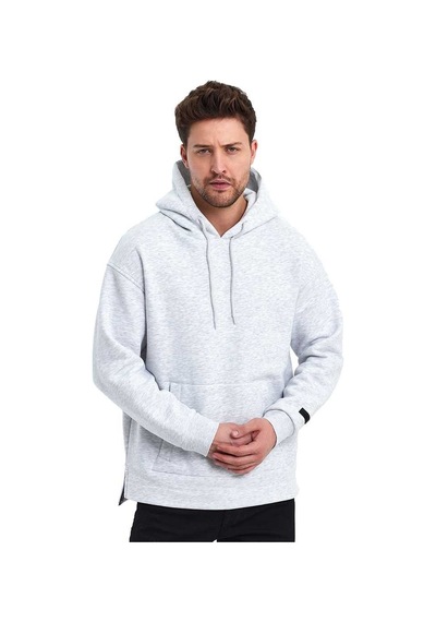 Adams Kapüşonlu Oversize Kanguru Cep Şardonlu 3 İplik Erkek Sweatshirt 001