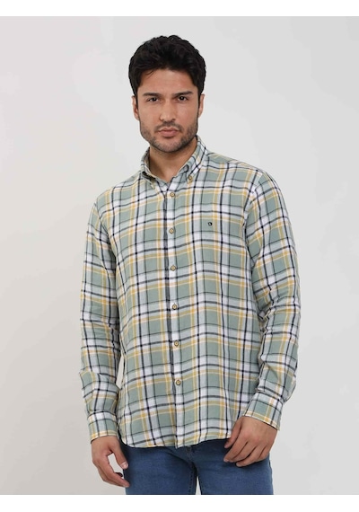 Dufy Yeşil Erkek Slim Fit Çiçek Desenli Klasik Yaka Uzun Kol Gömlek - 104885-yeşil Yeşil
