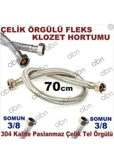 Klozet Bağlantı Hortumu Somunlar 3-8-3-8-Uzunluk:70Cm 1 Adet