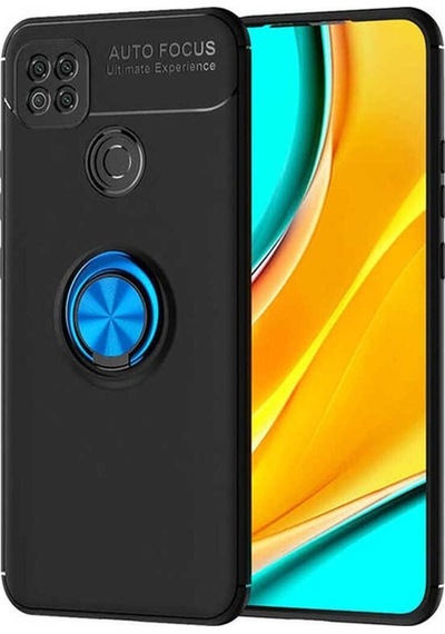 Xiaomi Redmi 9c Kılıf Zore Ravel Silikon Kapak Siyah-Mavi