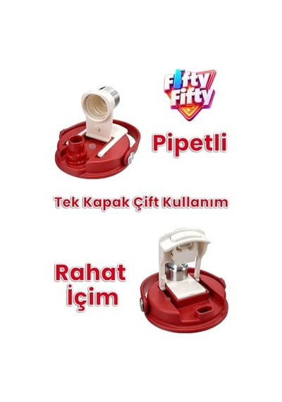 Dıller Tumbler 880 Ml Tek Kapak Çift Kullanım Pipetli/pipetsiz Taşıma Kulplu Çelik Termos-ffd9505-880ml Genel