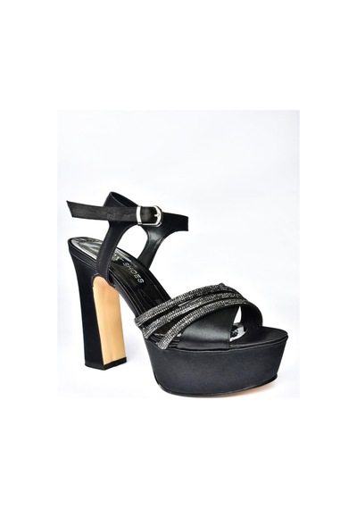 Fox Shoes P246057504 Siyah Kumaş Platform Topuklu Kadın Ayakkabı Siyah