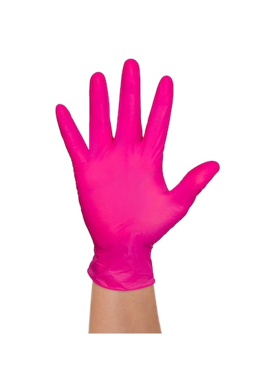 Dolphin Tek Kullanımlık Pembe Nitril Eldiven - Muayne Eldiveni Medium Orta Boy - 100'lü 20 Paket