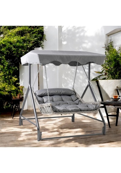 Bed Çiftli Rattan Bahçe Salıncağı Rehome Balkon Salıncağı Beyaz
