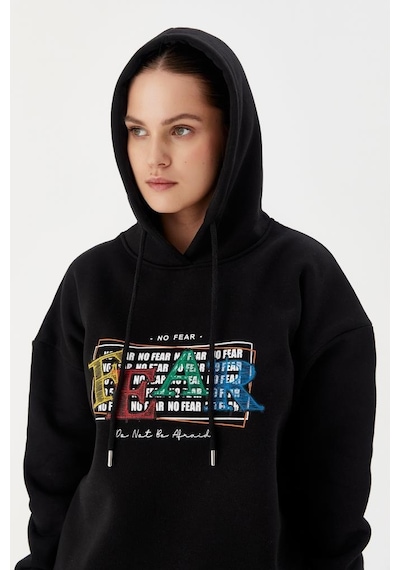 No Fear Kadın Sweatshirt Oversize Kapüşonlu Siyah 72476 001