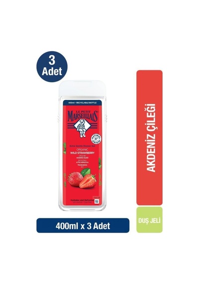 Le Petit Marseillais Akdeniz Çileği Banyo ve Duş Jeli 3 x 400 ML