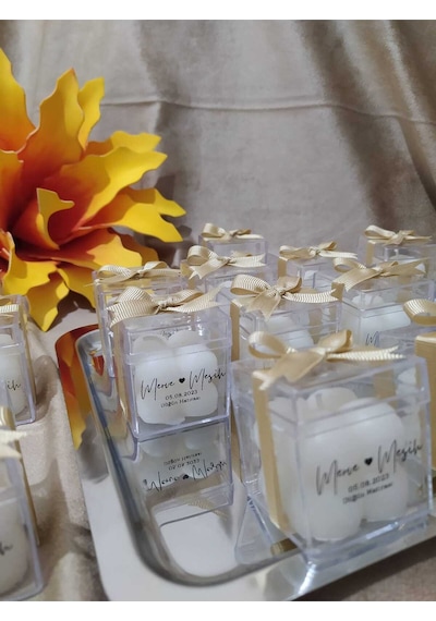 Bernami Vazo Pinterest Nişan Söz Nikah Düğün Hediyesi Mika Kutu Bubble Mum - 1 Adet Diğer