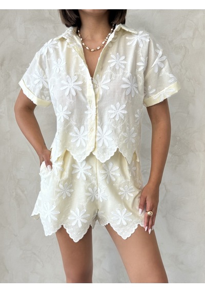 Verymoda Nakışlı Gömlek D2858 Sarı