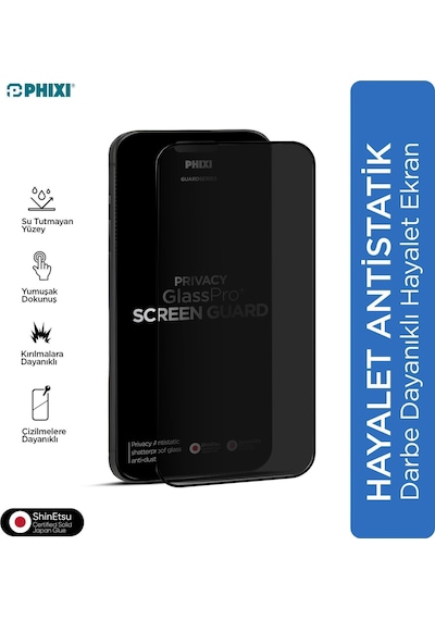 Phixi Premium Guard Hayalet Cam Ekran Koruyucu Samsung S24 Fe Uyumlu Antistatik, Su Tutmaz, Tam Kaplama