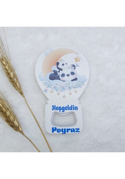 Panda Baskılı Balon Açacak Magnet 11x7 Cm Uv Bebek Magn 30 Adet