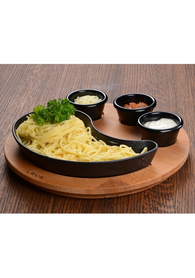 Lava Döküm Damla Formlu Yingyang Fajita Tabağı Ölçü 10x20cm.