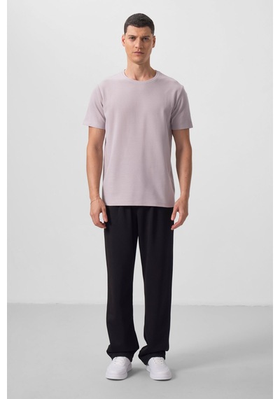 Tommy Life Taş Yüzeyi Dokulu Rahat Form Basic Erkek T-shirt - 88436 Taş
