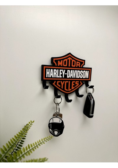 3d Baskı Dekoratif Harley-davıdson Model Motorcu Anahtar Askılığı Siyah