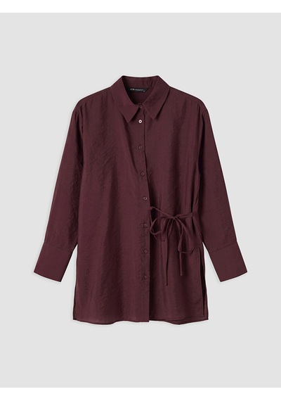 Lcw Modest Bordo Modal Karışımlı Bağlamalı Kadın Gömlek Tunik