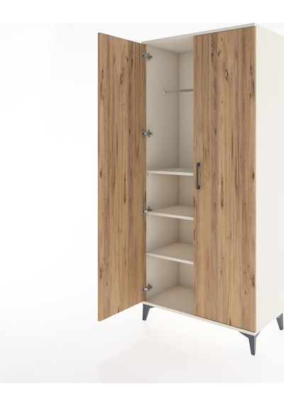 Hyperion Dolap 3 Raflı 2 Kapaklı Tek Askılı 88x44x195 Aytaşı-çam Aytaşı