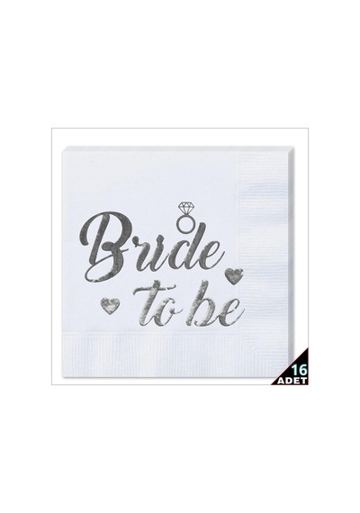 Bride To Be Peçete, 16 Adet - Gümüş