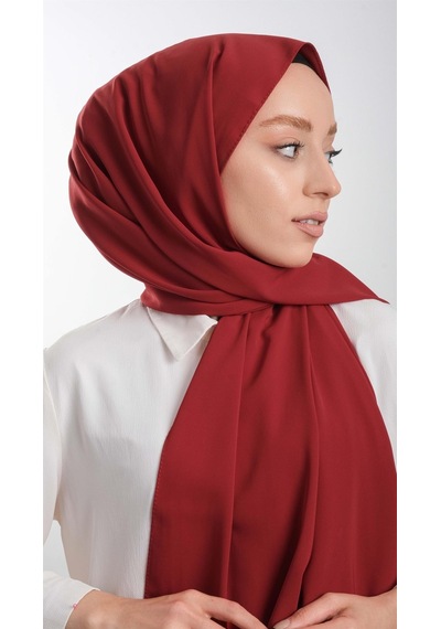 Hürrem Bone Kırmızı Düz Klasik Şal Medine İpeği Sade 202103 31 Kırmızı
