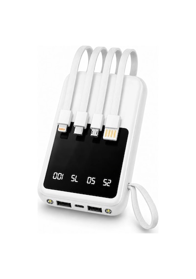 ENERX Enr-p10dc 10000 Mah 2.1A Dahili Kablolu Powerbank Beyaz
